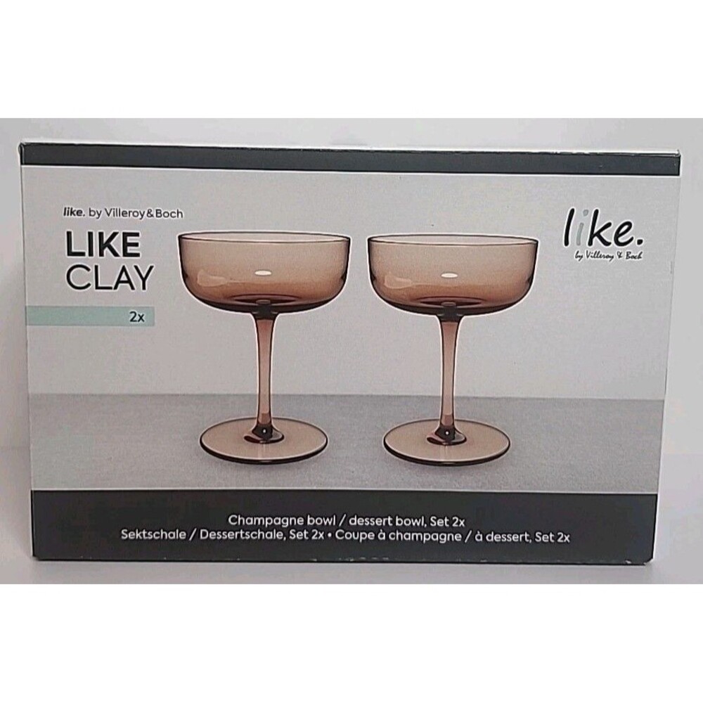 Villeroy & Boch Like Clay Brown Amber Champagne / Dessert Bowl Set Of 2 NIB
